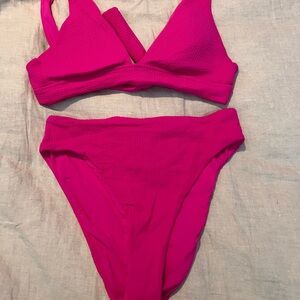 BECCA Pink High-Cut Bikini Set
